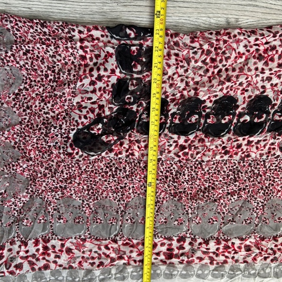 Zadig & Voltaire Red, Black & Gray Printed Silk Scarf - Picture 9 of 12